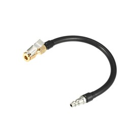 INFINAUTO Universal Inflator Air Pump Hose Adapter Tyre Valve Inflator Hose with Lock on Air Chuck, 30cm Hose Length, Close, Copper Steel Rubber, Black Durable Material Stylish Design