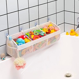 Bath Toy Storage Bag, Bath Toy Hanging Organiser Bag, Bath Toy Mesh Bag, Storage and Sorting of Toys, Ideal for Baths (White)