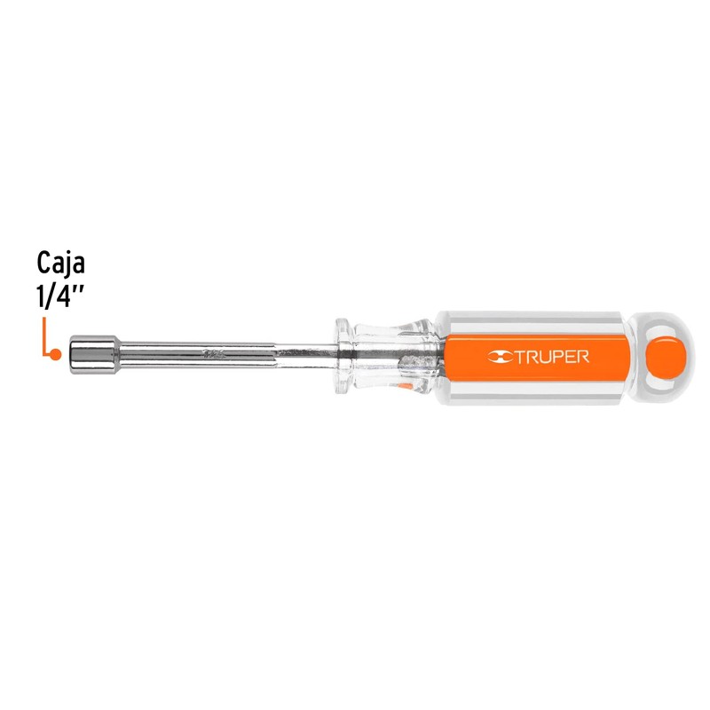 Truper DJ-1/4, Desarmador de caja 1/4" mango de acetato