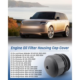 Engine Oil Filter Housing Cap Cover Compatible with Land Rover Range Rover 2010-2022, Range Rover Sport 2010-2022, LR4 2010-2016, Discovery, Defender 110, Defender 90, 3.0L 5.0L