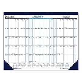 House of Doolittle 2023 Three-Month Desk Pad Calendar, 22 x 17 Inches, Blue, December - January (HOD136-23)