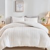 WARMDERN White Boho Duvet Cover Set King Size, Striped Textured