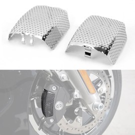 PSLER Caliper Brake Covers for Touring - Front Caliper Screen Inserted Guards for Touring Road King Electra Street Glide FLHT FLHX & V-Rod Models,Chrome