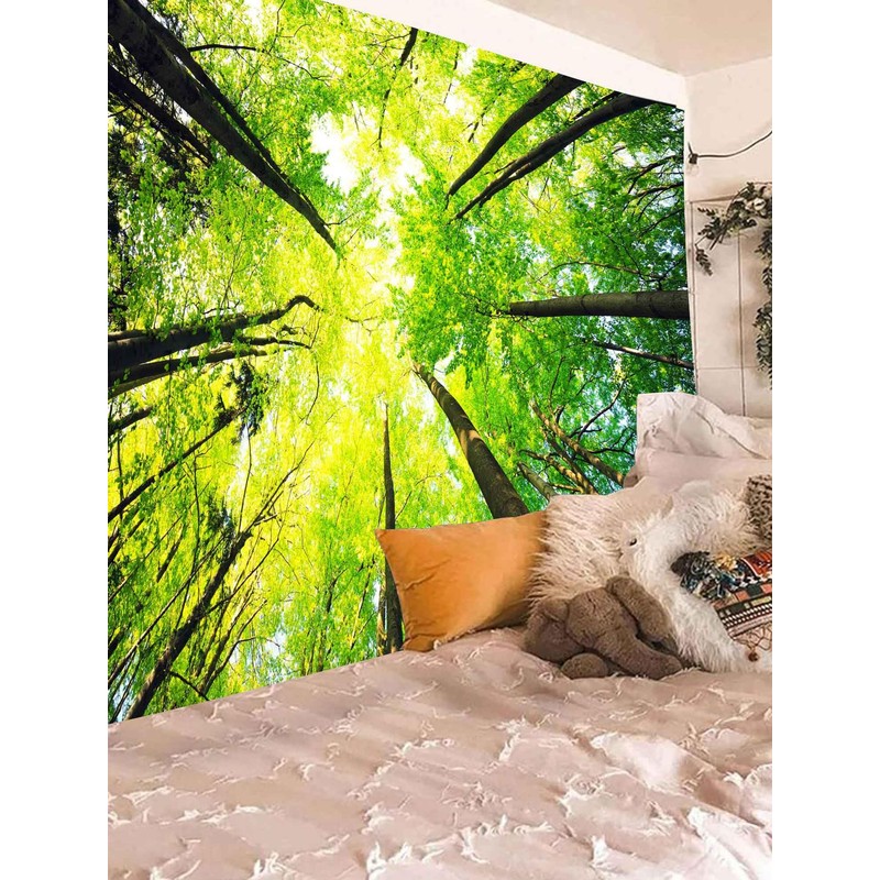 Onivein Green Forest Tapestry Nature Tapestry Ceiling Tree Sunlight Landscape