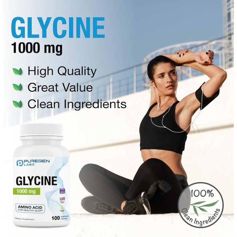 Puregen Glycine | 1000 mg 100 Veg Capsules | Pack