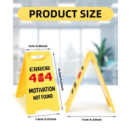 EXUBERIUM Caution Error 404 Funny Office Desk Decor Sign Gifts for Women Coworkers Motivation Not Found Sarcastic Desk Decor Multi-functional Phone Holder Mirror Table Sign White Elephant Gifts