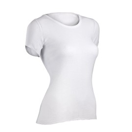 Indera Women's 100-Percentage Cotton 1x1 Rib Short Sleeve Vest (3-Pack), White, Large