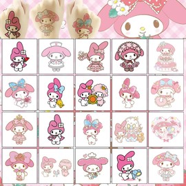 Melody Temporary Tattoo for Kids, 20 Sheets Big Children's Temporary Tattoo Body Art Tattoo Stickers,Goody Bag Stuffers Party Bag Fillers (2x2 Inch)