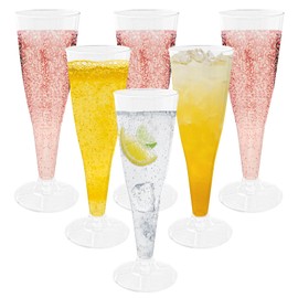 Hevysuo Pack of 25 transparent champagne glasses, plastic champagne glasses, 140 ml for weddings, camping, parties, birthdays, desserts