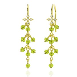 Peridot Earrings for Women in Wire Wrapped Dangle Shape - 18K Gold Vermeil, Certified 925 Sterling Silver Earring - Hypoallergenic Gold Jewelry for Women, Mothers Day Gifts Birthday Gifts for Women