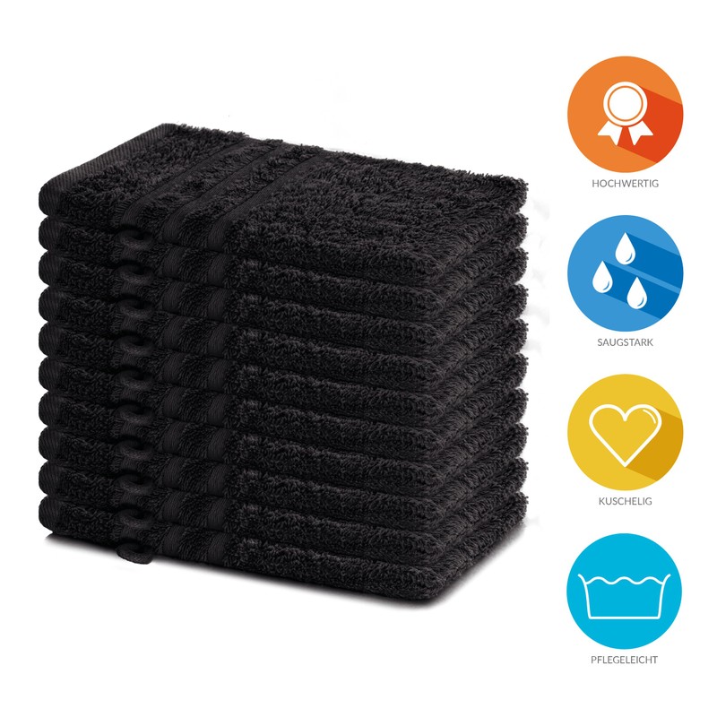 Lavea Set of 10 Elena Terry Series Washcloths, 15 x