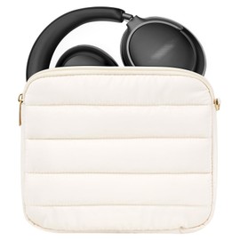 Geekria NOVA Headphones Pouch Compatible with Sony, JBL, Skullcandy, Soundcore and More, Soft Shell Replacement Protective Travel Carrying Bag with Cable Storage (White)