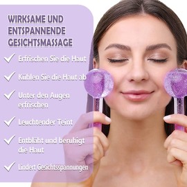 Ice Globes for Face - 2PCS Unbreakable Ice Roller for Face & Eyes, Skin Tightening & Anti-Aging–Perfect Ice Globes for Reduction of Puffiness & Wrinkles of Face, Neck & Eyes, Glitter Purple