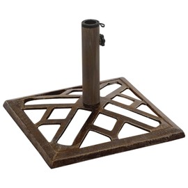 Gecheer Umbrella Base Square 17.3" Concrete Weighted Powdercoated Cast Iron Outdoor Removable Bronze Umbrella Stand 26.5 lbs