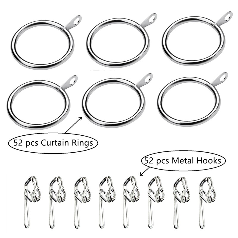 52 Set Metal Curtain Rings Drapery Curtain Hanging Rings with