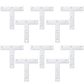 Xiaheipi T Shaped Brackets, T Shaped Repair Plate, Corner Brackets, Stainless Steel Angle Brackets Braces, Straight Flat Fixing Mending Plates for Repair Fixing Joining Furniture(10 Pcs, 80x80x1.5mm)