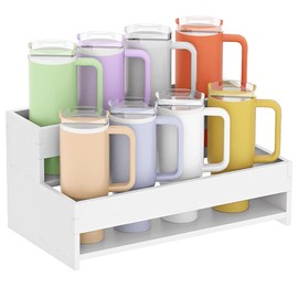 yeavs Water Bottle Organizer, 2-Tier Tumbler Holder for 8 Cups, Pantry Kitchen Storage Rack for Wine Bottles Countertop Cabinet