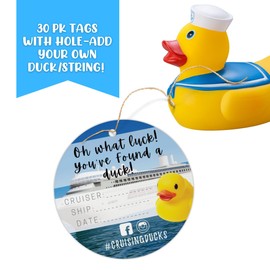 Boutique Marketing LLC Cruising Ducks Tag with Hole | 30 Pack | Carnival Rubber Cruising Duck Tag | 2.5in inch Circle Tags | CruisingDucks,SBN-CRUISE-C-B-15