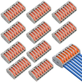 Pack of 10 Cable Connectors with Lever, 8-Port Lustre Terminals, Pluggable Electrical Terminals, 250 V 32 A, Cable Connector LüSterklemmen 8 Port Terminals, Electric Cable Clamps Electric, Electrical