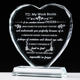 YWHL Work Bestie Gifts for Women, To My Work Bestie Heart-shaped Crystal Keepsakes Decor, Unique Farewell Going Away Gifts for Coworkers, Retirement Promotion Thank You Gifts for Friend Colleagues
