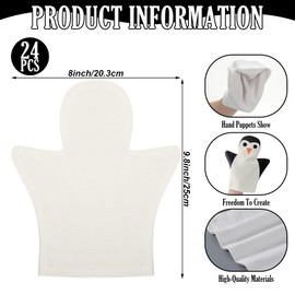 24 Pcs DIY Cotton Hand Puppet Kit 8 x 9.8 Inch Making Your Own Puppets Blank Fabric for DIY Crafting Storytelling Family Activities Art Party Supplies Creative Play Holiday Subject Gifts