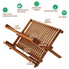 Utoplike Teak Dish Drainer Rack Collapsible 2 Tier Dish Rack