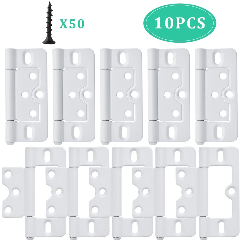 Worldity 10 Pack White Shutter Hinges,3 Inch Non Mortise Hinge,