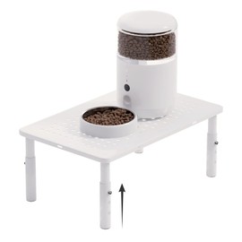 ‌Adjustable Automatic Cat Feeder Stand - Non-Slip Elevated Holder for Cats/Puppies, Fits Most Automatic Feeders & Water Dispensers, White(Holder ONLY)