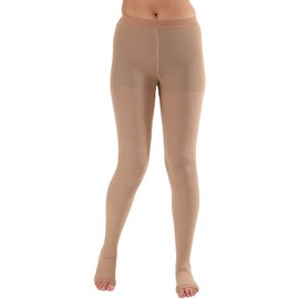 Absolute Support Open Toe Opaque Compression Stockings 20-30mmHg - Graduated Support Hose Pantyhose for Women - A214BE3 Beige Size Large