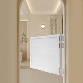 Undercat Swinging Door Cafe Doors Auto Close Swinging Door Solid Wood Swing Door with 3 Spring Hinges Counter Swinging Door for Hallway Kitchen Bar Pub Entrance Partition (35.4x35.4in), White