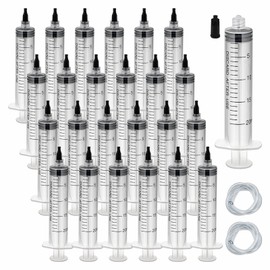 30 Pack 20ml Plastic Syringes with Tube, Luer Lock Syringes with Cap Individually Sealed Pack Measurement and Dispensing Tools for Science Labs Liquid Refilling Craft Pet (20ml)