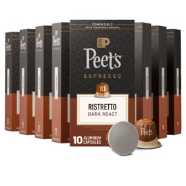 Peet's Coffee, Dark Roast Espresso Capsules, Compatible with Nespresso Original Machine, 100% Arabica Coffee - Ristretto Intensity 10, 100 Count (10 Boxes of 10 Espresso Capsules)