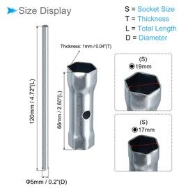 CoCud Double Ended Motorcycle Ignition Spark Plug Spanner, 17-19mm, Deep Reach Wrench Socket with Bar - (Applications: for Automobile), 2pieces