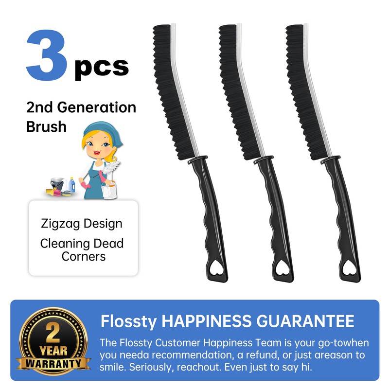 3 Piece Hard Bristle Corner Cleaning Brush, Split Cleaning Brush