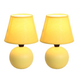 Simple Designs LT2008-YLW-2PK Mini Ceramic Globe Table Lamp 2 Pack Set, Yellow , 5.51 x 5.51 x 8.66