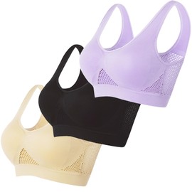 GDYFU Brasier Deportivo,Paquete de 3 Tank Top Deportivo de Pilates para Mujer，Almohadillas extraíbles para Las Orejas para Entrenamiento, Yoga, Correr, Pilates…