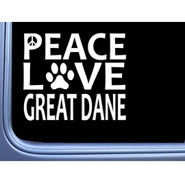 EZ-STIK Great Dane Peace Love L629 Dog Sticker 6" Decal