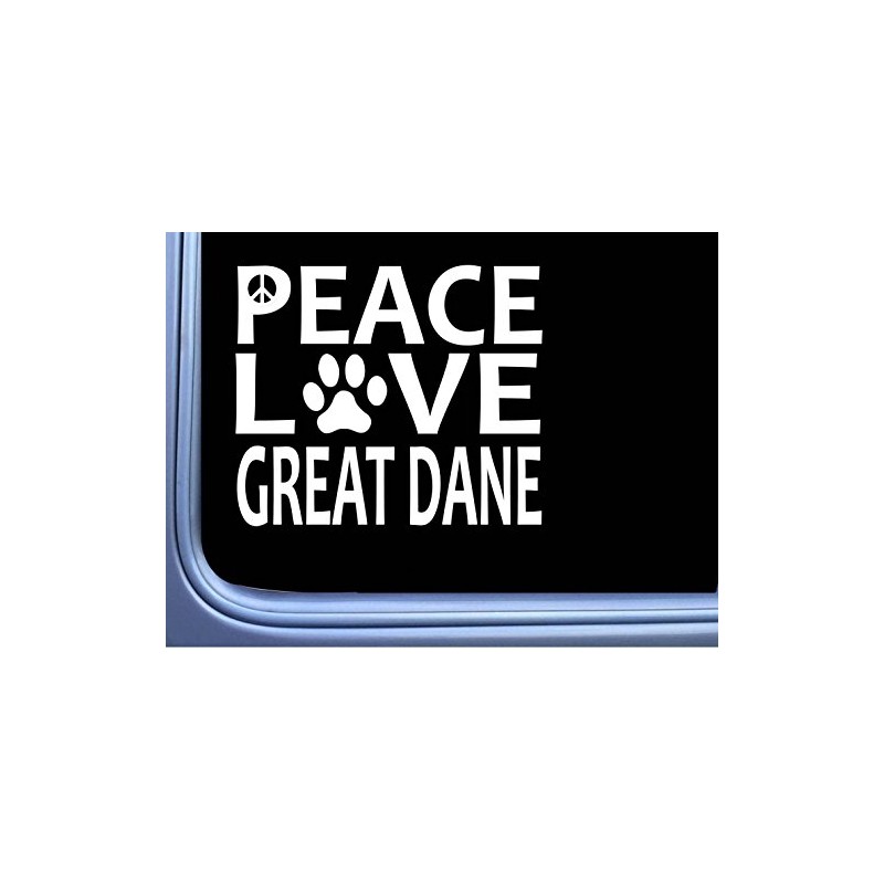 EZ-STIK Great Dane Peace Love L629 Dog Sticker 6" Decal