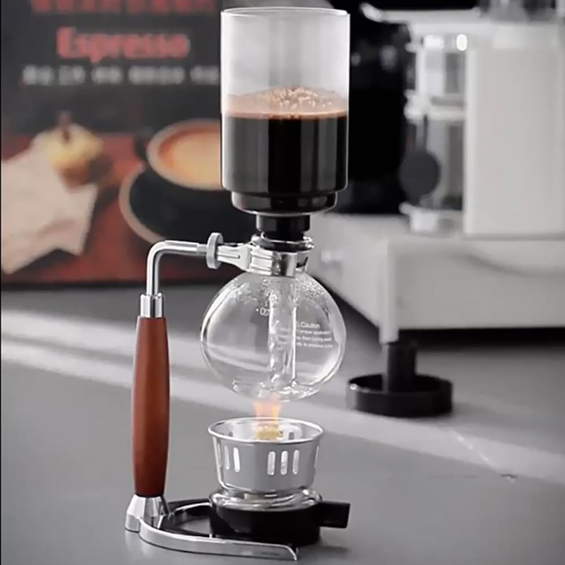 TAMUME Rustic 5 Cup Wooden Handle Siphon