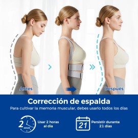 Corrector De Postura De Espalda Para Corregir La Joroba Color Gris Talla M