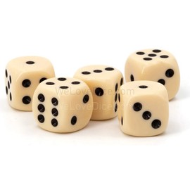 WeLoveBeads 16 mm W6 Cube Elfbein/Black - Made in Germany - Pack of 5