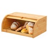 ROYALHOUSE Natural Bamboo Roll Top Bread Box Kitchen Food Storage