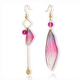RINHOO Butterfly Crystal Wing Drop Dangle Earrings Gold Plated Insect Earrings for Women Jewelry (Pink-1)