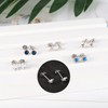 6 Pairs White Gold Plated Small Stud Earrings Set Cubic