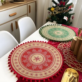 KSKSPE Christmas Place Mats Set of 2, Christmas Place Mats for Kitchen and Dining Room, Jute Place Mats Christmas, Place Mats Kitchen Party Decoration