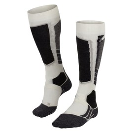 FALKE Women's SK2 Cashmere Ski Socks, Merino Wool, Knee High, Medium Padding, Breathable Quick Dry, Anatomic Fit, White (Woolwhite 2060), 6.5-7.5, 1 Pair