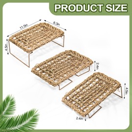 Nebulist Adjustable Bearded Dragon Hammock – Natural Seagrass Reptile Hammock with Collapsible Metal Legs – Lizard Hammock for Bearded Dragon, Gecko, Snake, Frog, Hermit Crab(Rectangle)