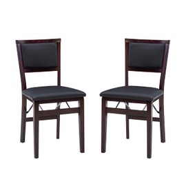 Linon Trina Espresso Pad Back Folding Chair in a Set of Two