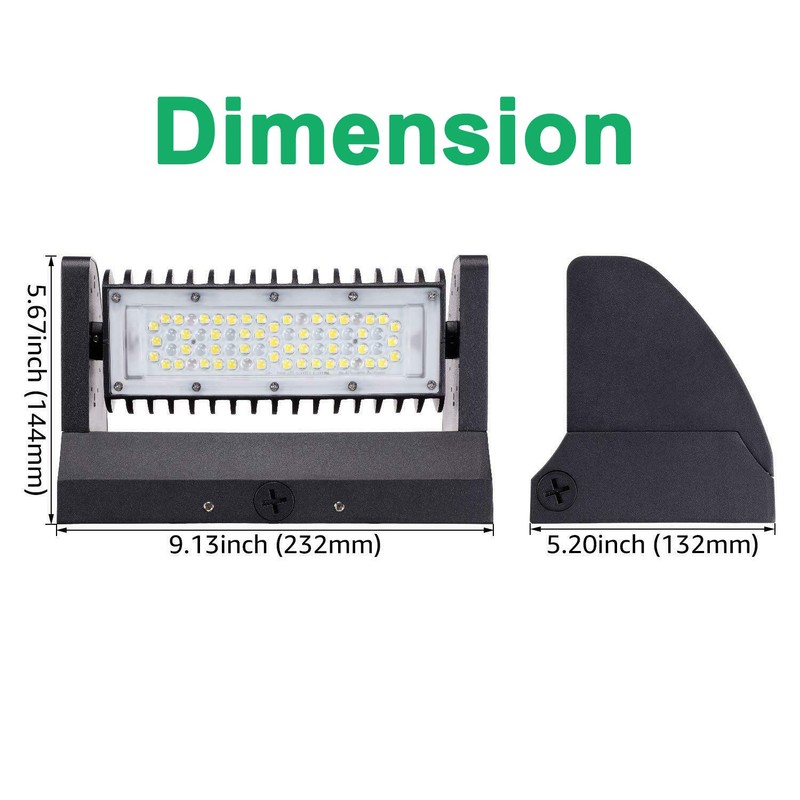 LED Wall Pack Light 40W Rotatable Adjustable 5000K 5500LM, Outdoor