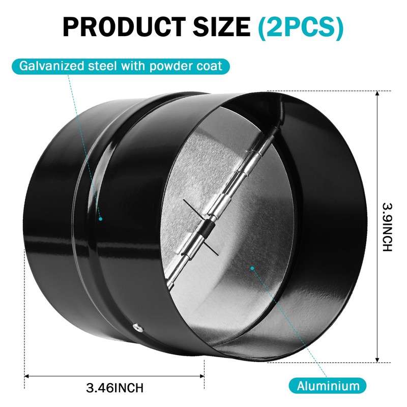 2 Pcs 4 Inch Draft Blocker Backdraft Damper Duct Draft